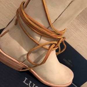 Womens Lucchese Zip-up Suede Boots